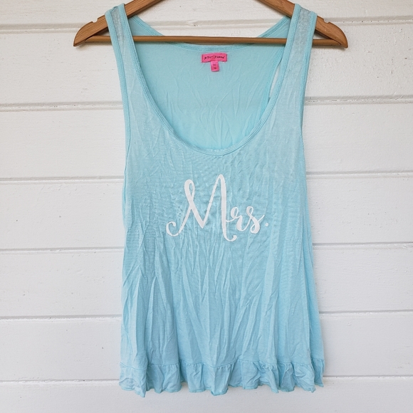 Betsey Johnson Other - Mrs. Bridal Intimates Pajama Tank Top Tiffany Blue